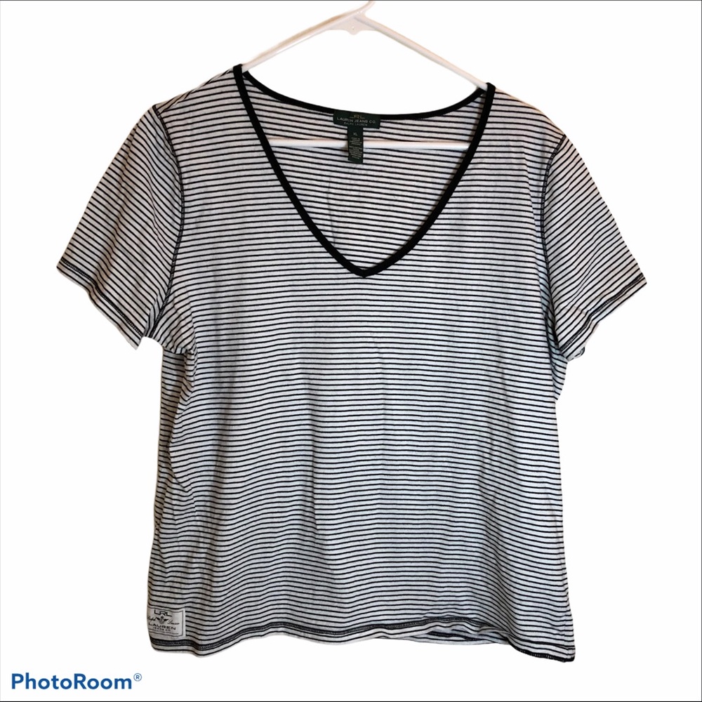 Ralph Lauren v neck stripe shirt